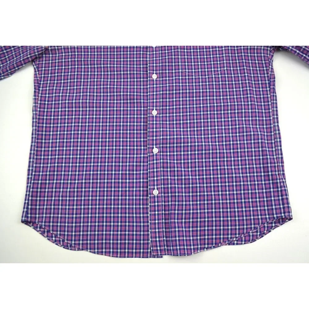 J Crew Light Weight Dress Shirt Cotton Men's L Slim Fit Blue &‎ Red Plaid
